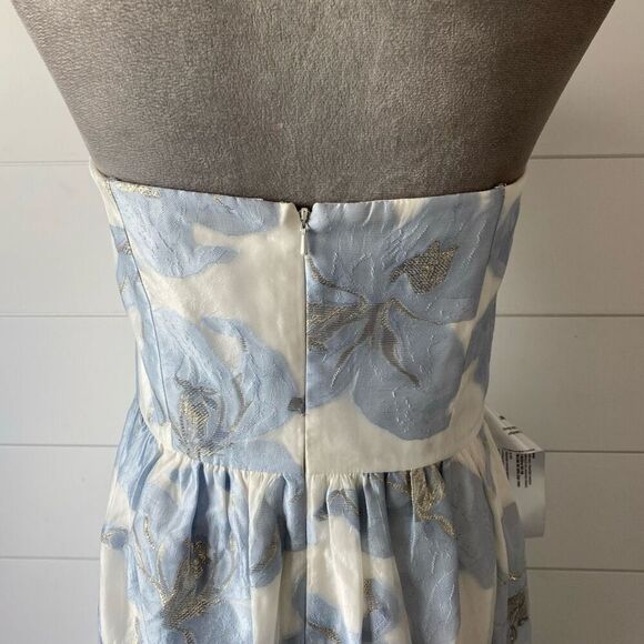 Kay Unger CASSIE MIDI DRESS Size 12 Blue, Silver, White - Picture 9 of 13